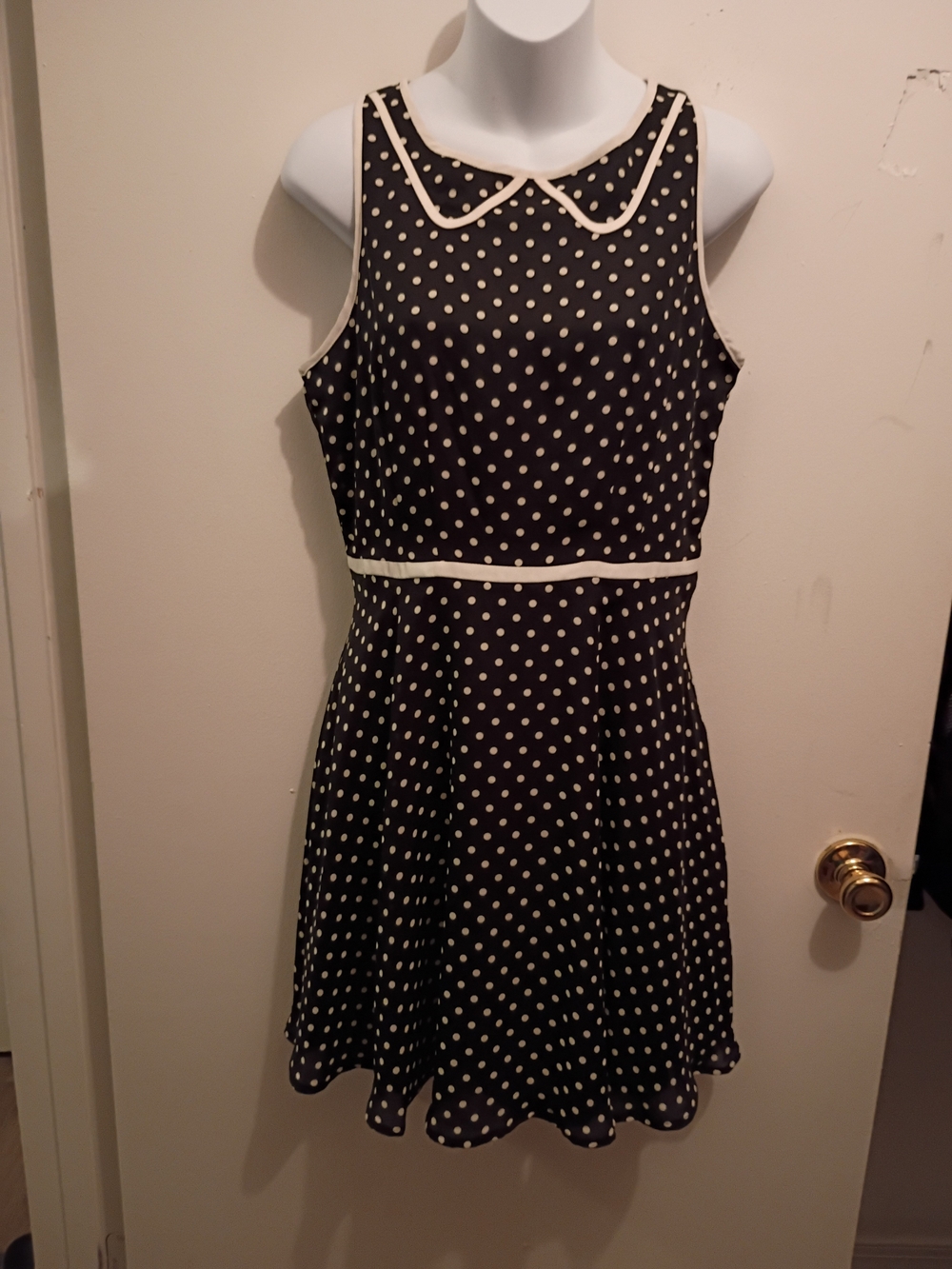 LC Lauren Conrad Black and Cream Polka Dot Fit-and-Flare Dress